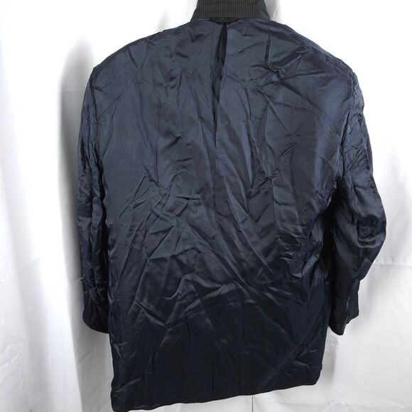 Hart Schaffner Marx Mens 46L Black Wool Pinstriped 3-Button Sports Coat Blazer - Picture 7 of 10